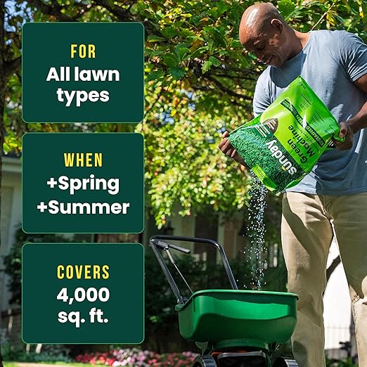 Sunday Green Machine Granular Lawn Fertilizer - 30-0-5 Mix for Up to 120 Days of Growth - Enriched with Potassium &amp Organic Matter for Soil Health &amp Extended Feeding - 12lbs - Covers Up to 40
