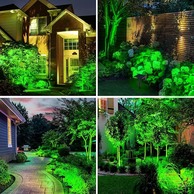 T-SUN Green Solar Spot Lights Outdoor 4 Pack 49 LED 2 Lighting Modes IP65 Waterproof Landscape Spotlights 2 in 1 Auto On/Off Solar Lights for Yard Garden Driveway Pathway