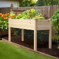 VEIKOU Raised Garden Bed Planter Box with Liner Drainage Holes Outdoor Raised Garden Bed with Legs for Vegetable Flower Herb 220 lbs Capacity Natural Wood