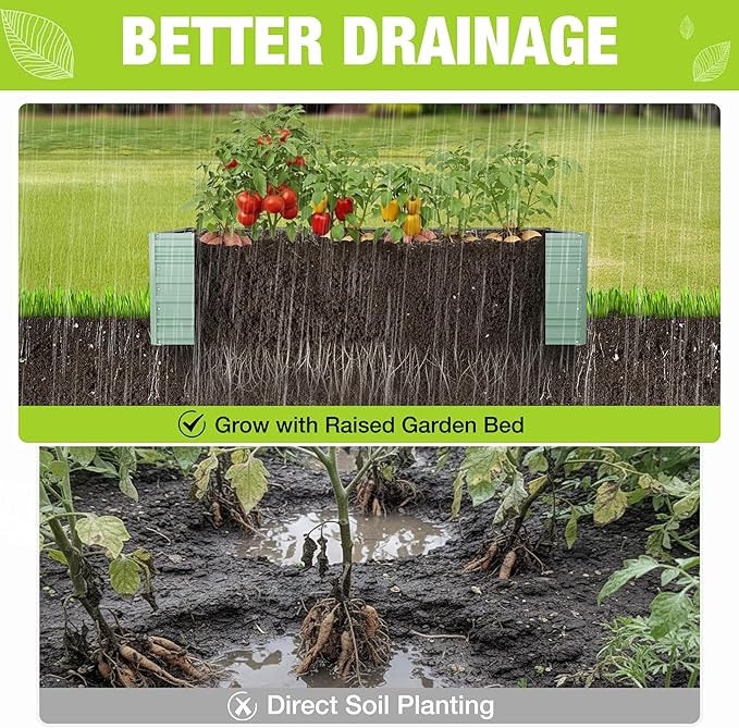 WORKPRO 7.5x4x2ft Outdoor Galvanized Raised Garden Bed Rust-Resistant Planter Raised Beds for Vegetable Flowers Herbs Light Green