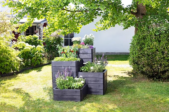 645115 Exaco Ergo Small Raised Bed Square Anthracite