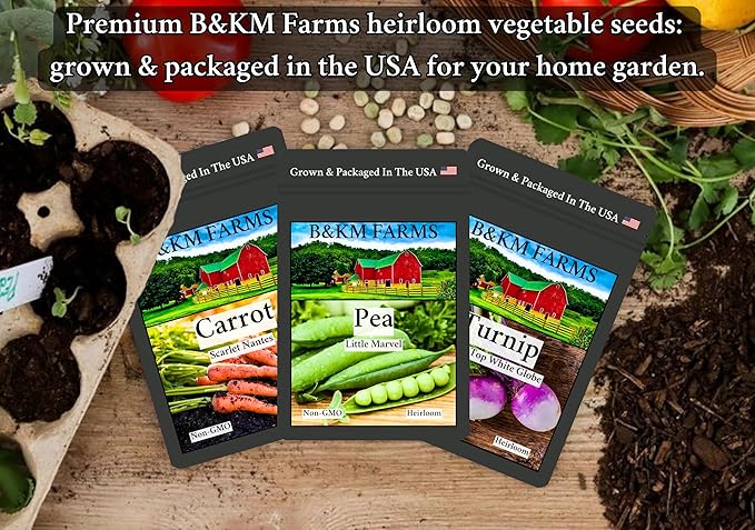 B&ampKM Farms Vegetable &amp Herb Seed Collection - 40 Varieties 80 Packets 90000+ Heirloom Non-GMO Seeds Resealable Storage Packaging (80 Pack: The Ultimate Survival Vault)