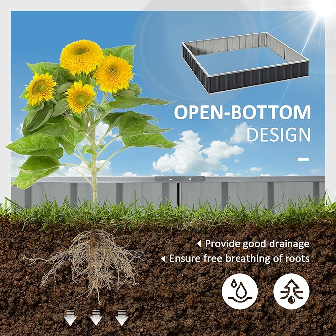 8.5' x 3' x 1' Raised Garden Bed Galvanized Metal Planter Box for Vegetables Flowers Herbs Dark Gray