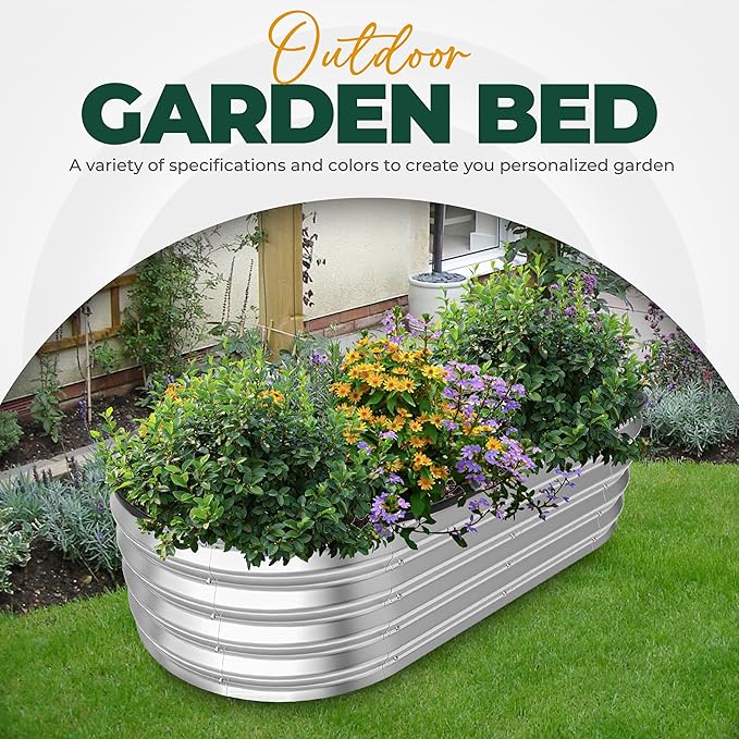 Utopia Home Galvanized Raised Garden Bed 4 by 2 feet Lightweight Planter Boxes Outdoor with Easy Assembly Large Garden Bed for Vegetables Fruits Flowers Silver Pack of 2