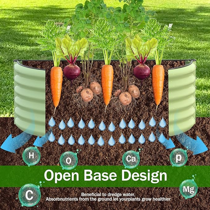 aboxoo Round Raised Garden Bed Kit 17 Tall Large Bottomless Galvanized Raised Bed for Growing VegetablesSucculentsFlowers Planter Boxes Outdoor（Green