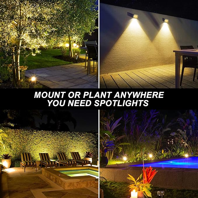 Solar Spot Lights Outdoor 20 LED IP65 Waterproof Solar Landscape Spotlights Dusk-to-Dawn 3000K Warm White Outdoor Spot Light Lighting for Yard Garden Driveway Porch Walkway 4-in-1