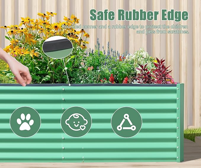 6x3x2ft Galvanized Raised Garden Bed Outdoor Planter GBoxes Large Metal Planter Box for Gardening Vegetables Fruits FlowersGreen