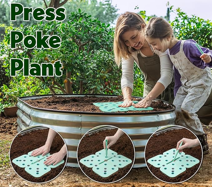 Seed and Seedling Spacer Tool for Garden // Square Foot Gardening Seed Template for Organized Plants Vegetables &amp Fruits // Spacing Tool Kit for Planting (Green)
