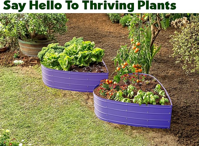 Plant &amp Plot Galvanized Raised Garden Beds Outdoor // Planter Raised Beds for Gardening Vegetables Flowers // Large Metal Garden Box (Purple) // Tool-Free Assembly