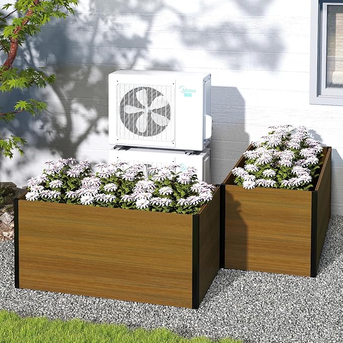Composite Garden Planter Box with Open Base - Outdoor Modular Raised Bed for Vegetables Flowers and Herbs Durable Eco Friendly Easy to Assemble Low Maintenance