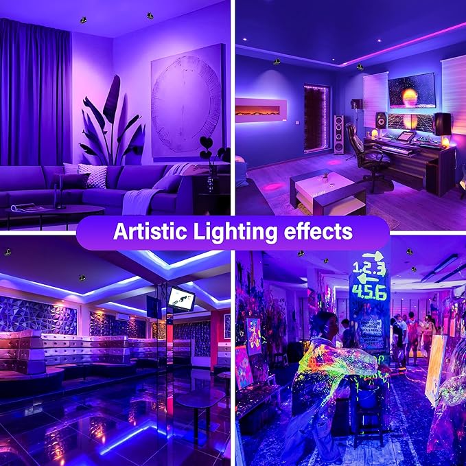 12W Black Lights for Glow PartyPurple LED Landscape Spot Lighting for Yard Garden Poster Bar Decoration2Pack