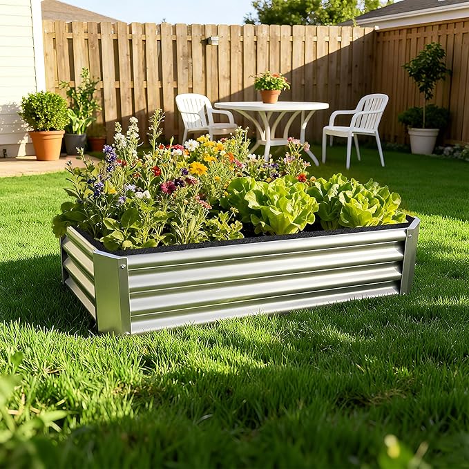 2 Sets 4 x 2 x 1 ft Raised Garden Bed Liner Bag Breathable Grow Bed Fabric Liners with Clips and Gloves Garden Box Non Woven Bag for Outdoor Plants Growth Keep Soil Isolation (No Garden Bed)