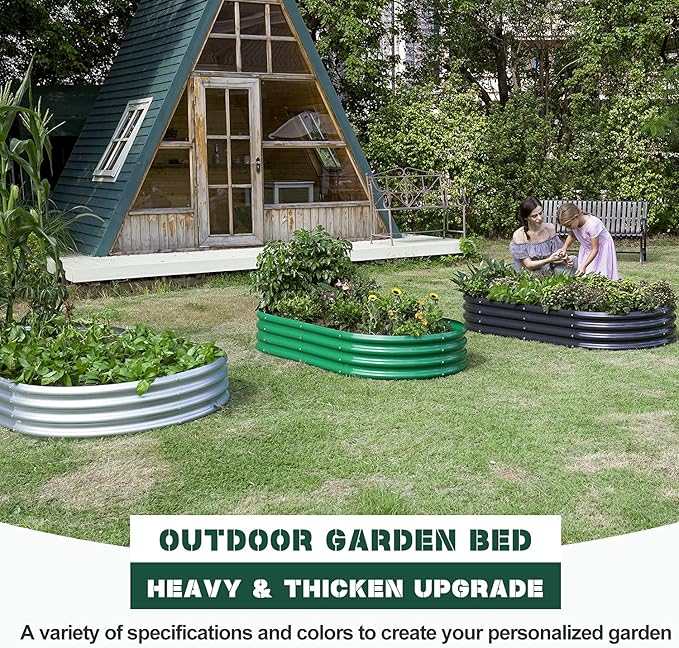 Land Guard 2Pcs Galvanized Steel Raised Garden Bed8 x 4 x 1 ft Large Metal Raised Planter Beds Aluminum Raised Garden Bed for Vegetables 8 x 4 x 1ft(2pcs)