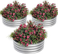 Galvanized Raised Garden Beds Outdoor 3 Round Metal Planters (2x2x1Ft) Heavy Duty Flower Herb Vegetable Boxes Open-Bottom Quick Assembly