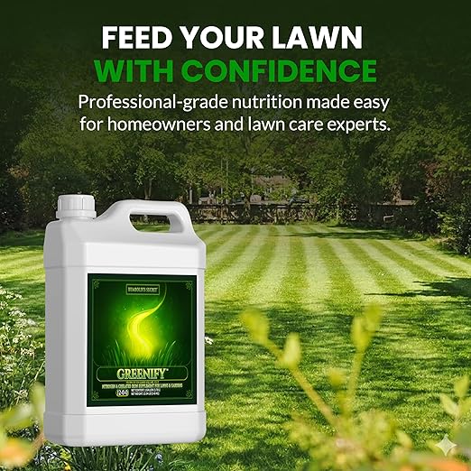 Humboldts Secret Greenify | 12-0-0 Nitrogen &amp 6% Iron Liquid Lawn Fertilizer Concentrate | Chelated Iron Supplement for Healthy Grass Turf and Garden Growth | 1 Gallon Refill for Healthy Growth