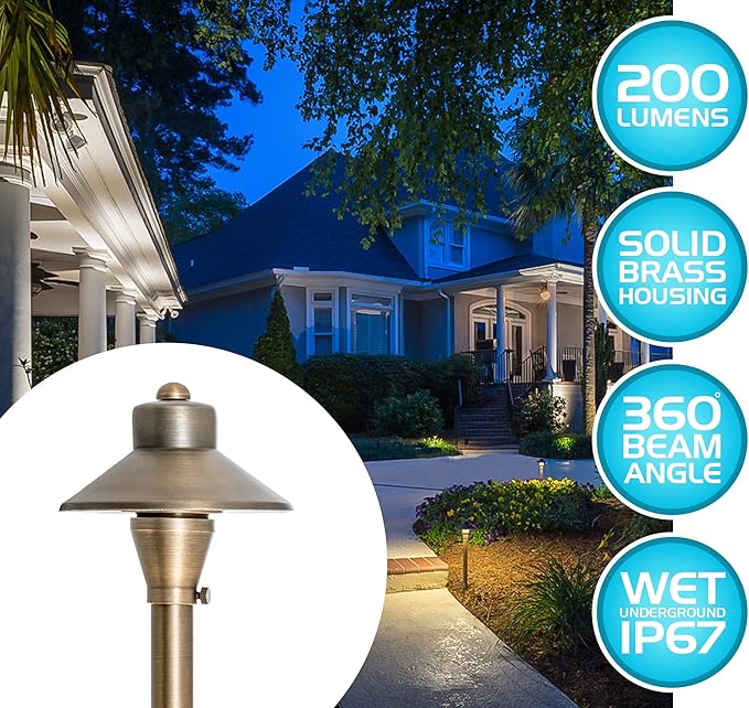 Westgate Lighting LED Landscape Lighting- Built-in Integrated LED Outdoor Light - Landscape Lighting- Integrated SMD LED Tower Clear Glass Lens (1 5-1/2 Diameter of Shade)