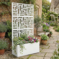 White Raised Beds Metal Garden Bed with Trellis for Climbing Vegetables Cucumber Trellis Planter Box Support for Peas Beans and Flowering Vines Planter Box Heavy Duty Outdoor Planter for Patio