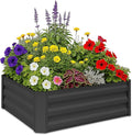 Relaxdays Raised Planter in Galvanised Iron Flower Bed for Garden Plants and Flowers Herbs Vegetables HLP: 30 x 90 x 90 cm