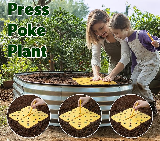Seed and Seedling Spacer Tool for Garden // Square Foot Gardening Seed Template for Organized Plants Vegetables &amp Fruits // Spacing Tool Kit for Planting (Yellow)
