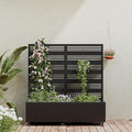 Casaphoria Metal Raised Garden Bed with Trellis and Wheels 47x47x16 Planter Box for Climbing Plants Vegetables &amp Vines Features Drainage Holes and Privacy Screen (Black-Harold)