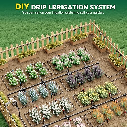 Drip Irrigation System for Garden 2026-Upgraded Quick Connect Garden Watering Kit All-in-One with 1/2 inch 1/4 inch Irrigation Tubing for Garden Lawn Greenhouse Raised Beds (233FT)