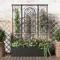 Metal Planter Box with Trellis Raised Garden Bed with Trellis Privacy Screen 62 inch Tall Planter Boxes for Climbing Plants Flowers Vegetables Fruits Balcony and Patio Decor (Black)