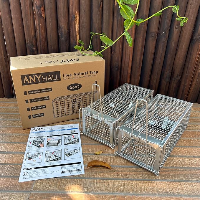 2-Pack Live Rat Traps Humane Chipmunk Mouse Vole Hamster Cage Traps