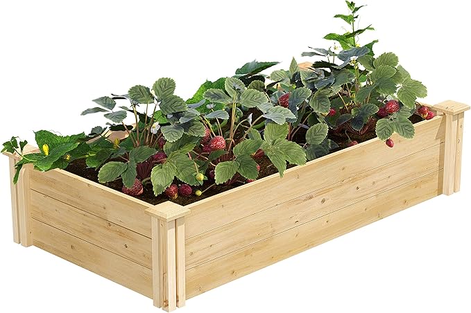 Greenes Fence Classic Cedar Raised Garden Bed 2' x 4' x 10.5 (1/2 Thick) - Made in USA with North American Cedar