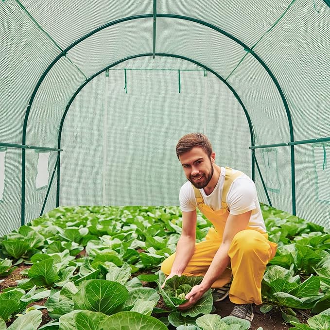 10×7×7 FT Greenhouses for Outdoors Heavy Duty Large Walk in Green Houses for Outside with 6 Ventilated Mesh Windows &amp Roll-up Door &amp Reinforced Frame