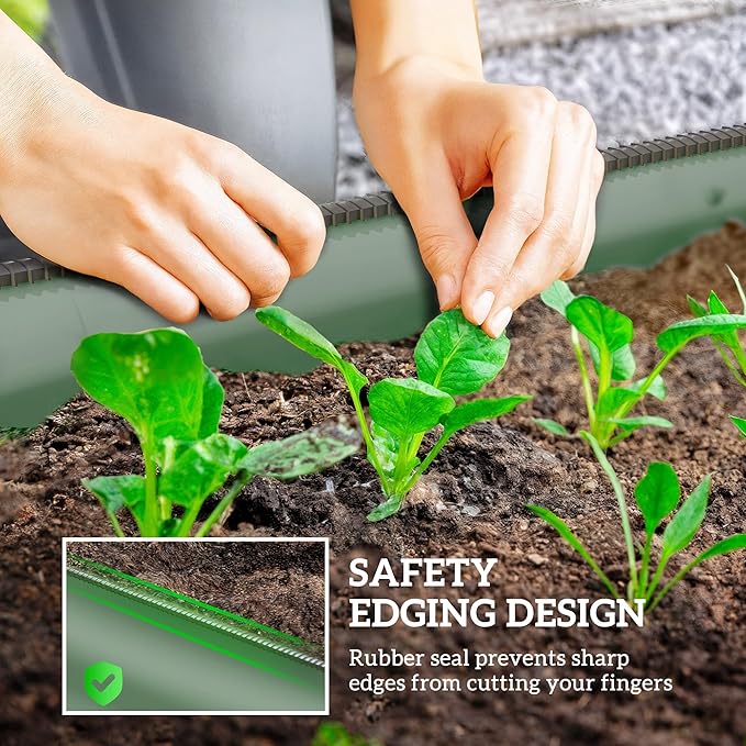 Outsunny 3.5' x 2' x 1' Galvanized Raised Garden Bed Kit Outdoor Metal Elevated Planter Box with Safety Edging Easy DIY Stock Tank for Growing Flowers Herbs &amp Vegetables Green