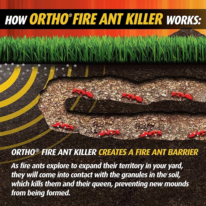 Ortho Fire Ant Killer Broadcast Granules - Fire Ant Granules for Outdoors Kills Mounds in 15 Minutes 6 Month Protection Treats Up to 5650 sq. ft. 13 lb.