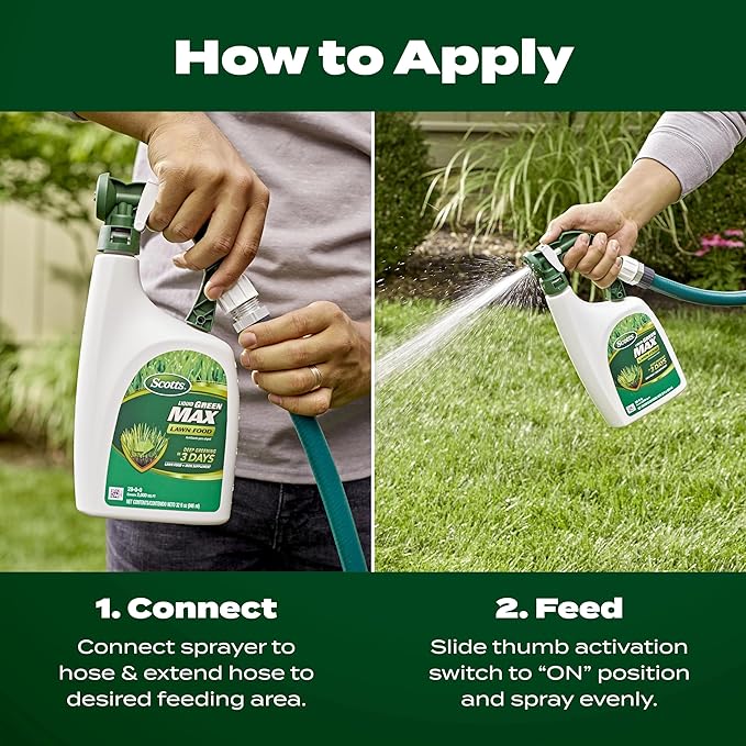 Scotts Liquid Green Max Lawn Food: 2000 sq. ft. 2-in-1 Fertilizer and Iron Supplement Use on Any Grass Type 32 oz.