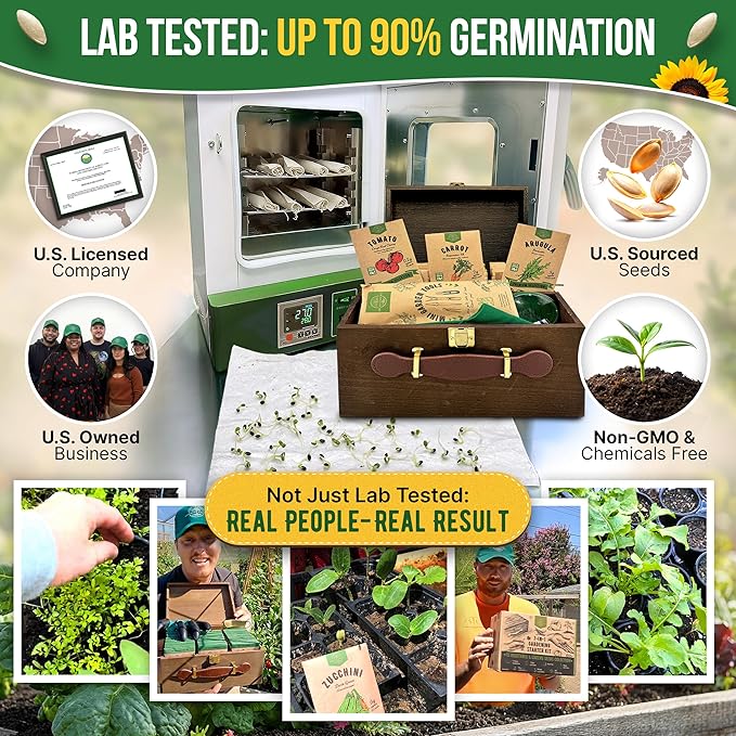 75 Vegetable &amp Greens Seeds Variety Pack Garden Seed Starter Kit - Over 44700 Non-GMO Heirloom Seeds for Planting Vegetables and Greens Seed Box with Gardening Supplies Gardening Gifts