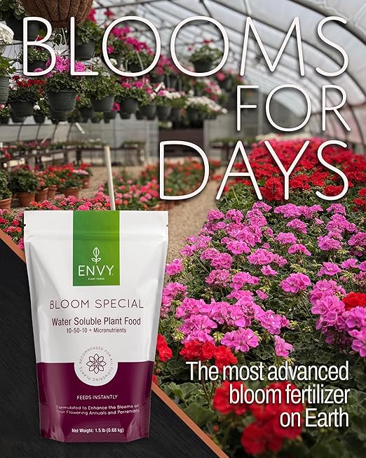 ENVY Bloom Special Plant Fertilizer for Flowering Plants 9 Pounds - Makes 900 Gallons for Indoor and Outdoor Plants Pet Safe Water Soluble Made in USA