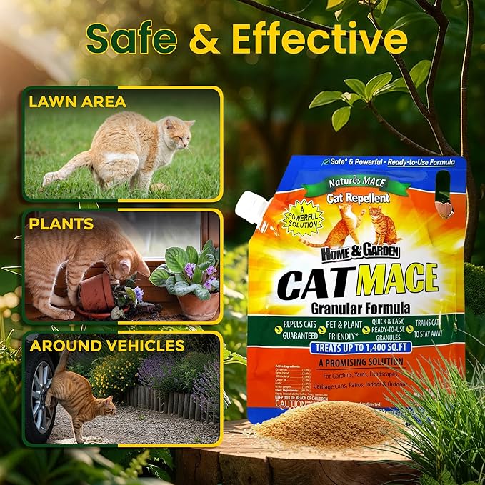 Nature's Mace Cat Mace 2.5lb Granular Cat Repellent Outdoor to Keep Cats Away Keep Cats Out of Yard Permanently with Consistent Use for Garden Plants No-Dig Stray Deterrent