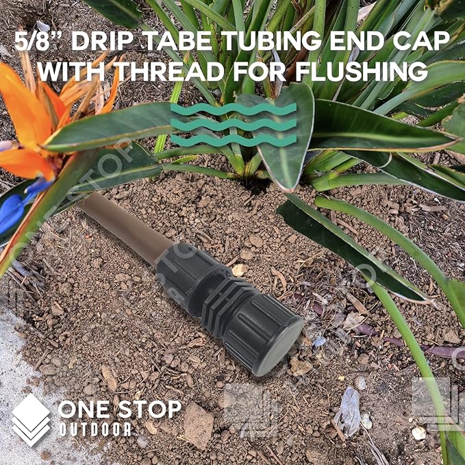 USA Made - Premium Drip Tape Irrigation Tubing End Cap 100 Pack (5/8 or .625 - .645) Universal Perma-Loc Connector Barbed Locking Fitting - Fits All Brands 16mm Drip Tape AG Tubing