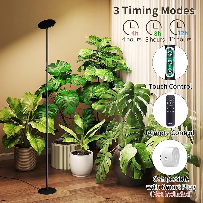 chiphy 85 Tall Grow Light for Large Indoor Plants 60W Full Spectrum Plant Light with 4/8/12H Timer &amp Remote 10-Level Dimmable Height Adjustable Ideal for Large Tall Plants &amp Indoor Trees