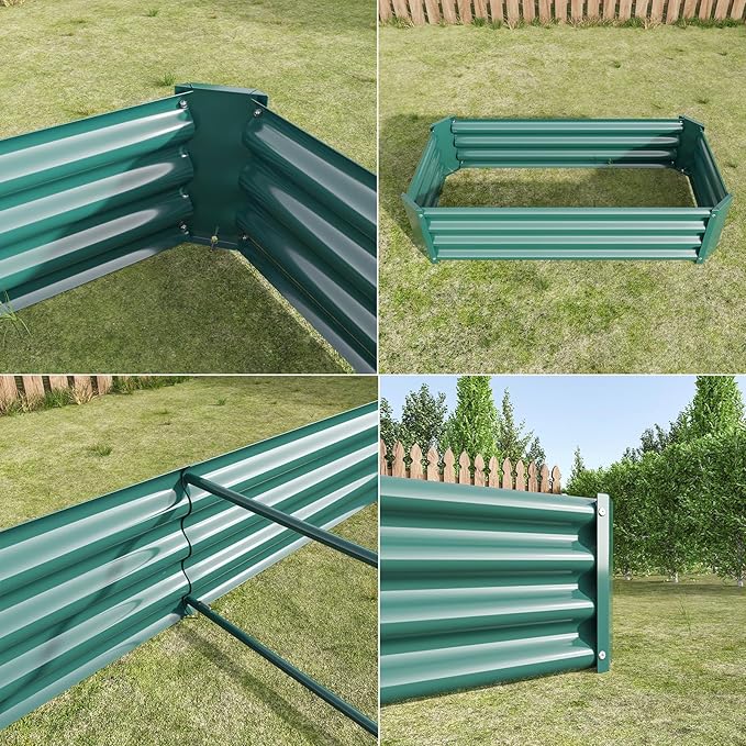Raised Garden BedRaised Beds for Gardening Outdoor for Vegetables Flowers Ground Planter BoxGalvanized Raised Garden Beds. (Green with 6x3x1ft)