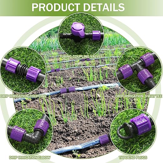 Tondiamo 250' 5/8 Inch Drip Tape Irrigation Tubing Kit 16 Mil 6 Spacing Garden Hose Watering Tube Line Automatic Equipment for Garden Irrigation System Farms Landscape Lawn
