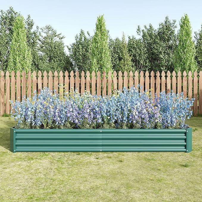 7.6x3.7x0.98ft Metal Raised Garden Bed Outdoor Planter Box for Flowers Plants Vegetables Herb Fruits Green