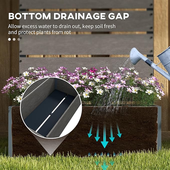 Tomato Planter Box with Support Trellis 59 Inch Tall Raised Garden Bed for Climbing Vegetables Outdoor Planter with Drainage Holes for Patio Gray
