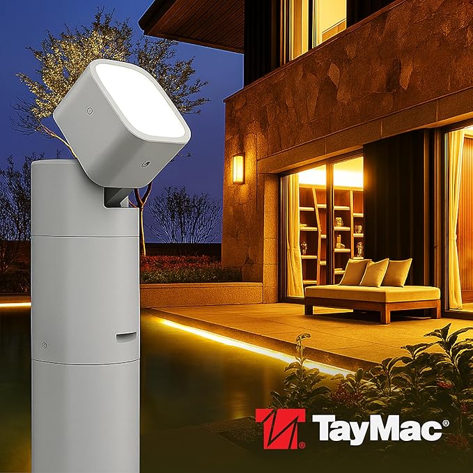TayMac White Spotlight Slide Cover PPSLW for ParkPost Outdoor Power Enclosure (Required) 2000-Lumen 2700K Polycarbonate Post Cap Light for Garden Decor Seamless Spot Lighting Accessory