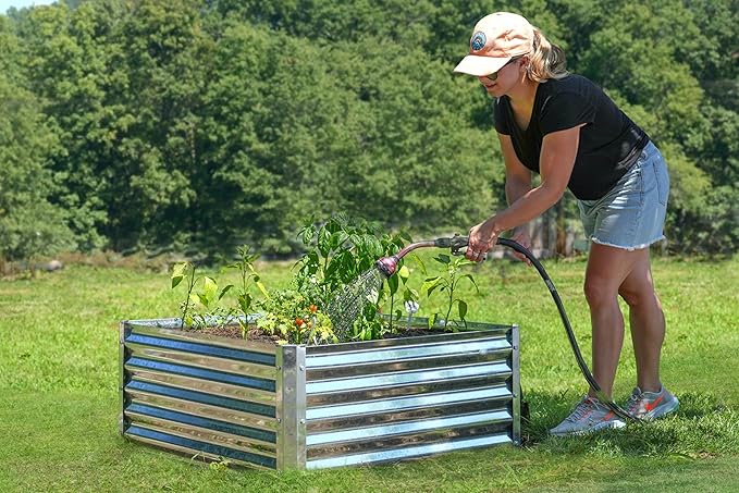 Arrow Sheds GrowIT Galvanized Steel Raised Flower and Plant Bed for The Garden or Greenhouse 36 x 36 x 17