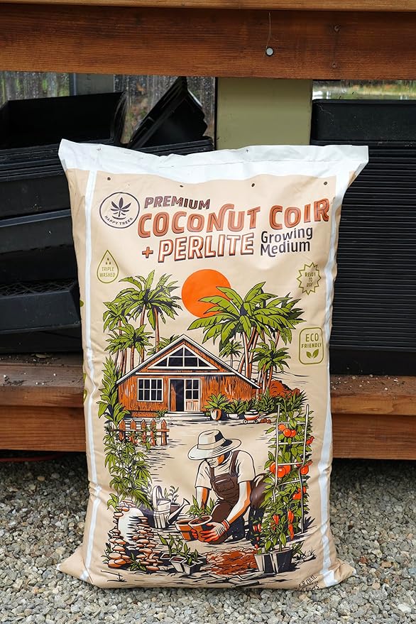 Happy Trees Coco Coir and Perlite 70/30 Growing Medium Potting Mix Seed-Starting Premium Quality Triple-Washed for Low Salt/EC pH Balanced Loose Coconut Fiber Peat-Free 50L (1.8 cu.ft.)