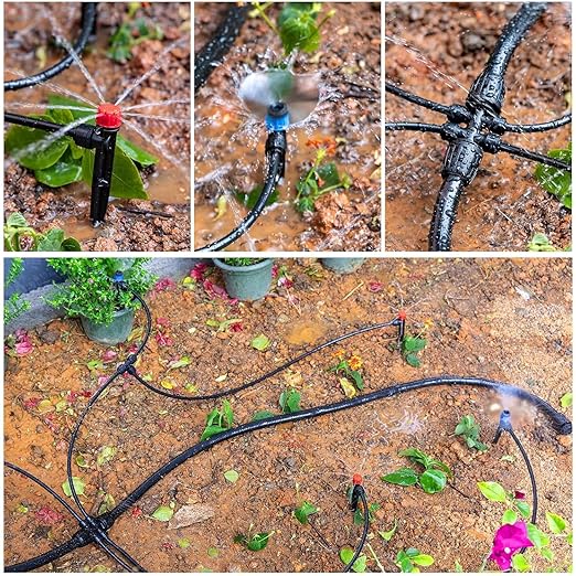 177FT Drip Irrigation Kit – 2026 New Quick-Connect Micro Irrigation System with 46FT 1/2'' Tubing Locking Nozzle Emitters Adjustable Misting Sprayers for Gardens Lawns Raised Beds and Greenhouses