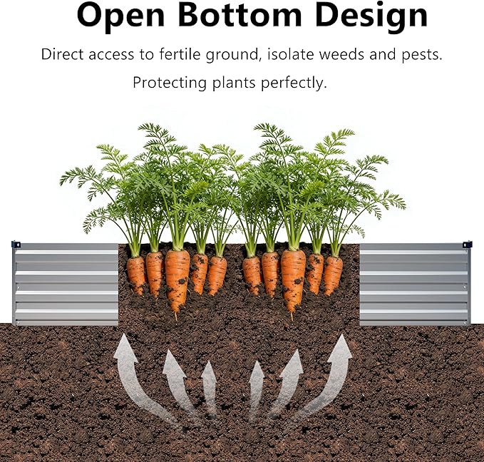 8x4x1 ft(2 Pack) Galvanized Raised Garden BedOutdoor Planter Box Metal Patio Kit Planting Bed for Vegetables Flowers and SucculentsSilver