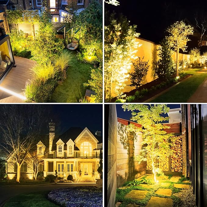 T-SUNUS 4 Pack Solar Landscape Spotlights Solar Garden Spot Light IP65 Waterproof 9.8ft Cable 2000mAh Separated Solar Panel Auto On/Off for Garden Driveway Pathway Pool Area(Warm White 3000K)