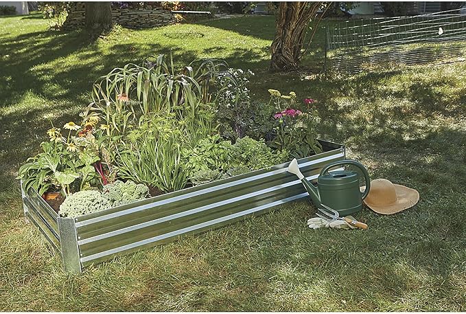 Ironton Galvanized Steel Raised Garden Planter- 6ft. x 3ft. Container Length 72 in Container Width 36 in Material Galvanized Steel Model# NP-PB101