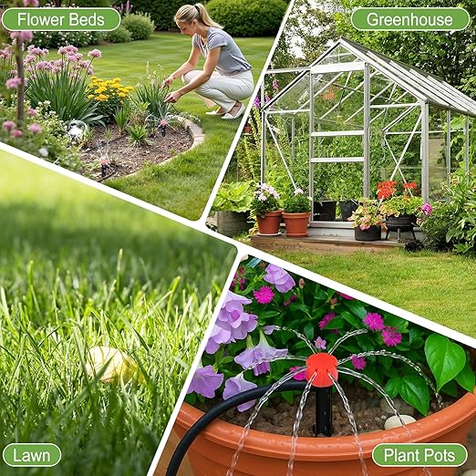 Snowtaros 240FT Quick-Connect Drip Irrigation System Automatic Garden Watering System Kit with 1/2 &amp 1/4 Fast-Lock Fittings Adjustable Sprinklers for Raised Beds Garden Greenhouse Lawn