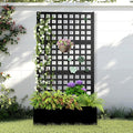 Metal Raised Garden Bed with Trellis 2 in 1 Trellis with Planter Box &amp Privacy Screen for Climbing Plants Vine Outdoor Standing Flower Beds with Drainage Holes 35.4 L x 16.7 W x 70.8 H Bla